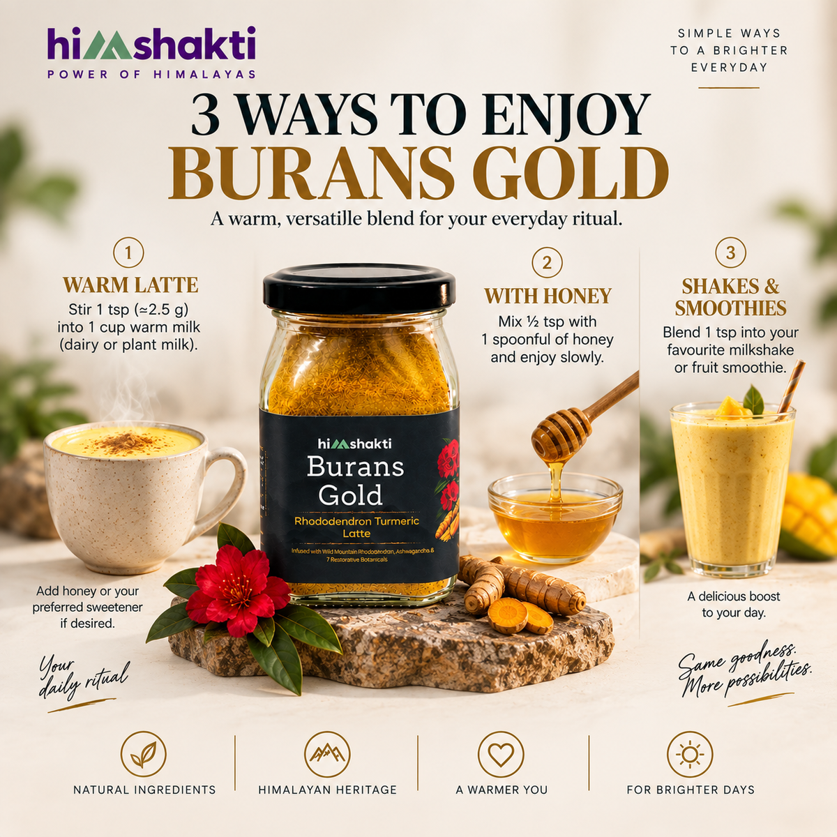 Three ways to enjoy Burans Gold