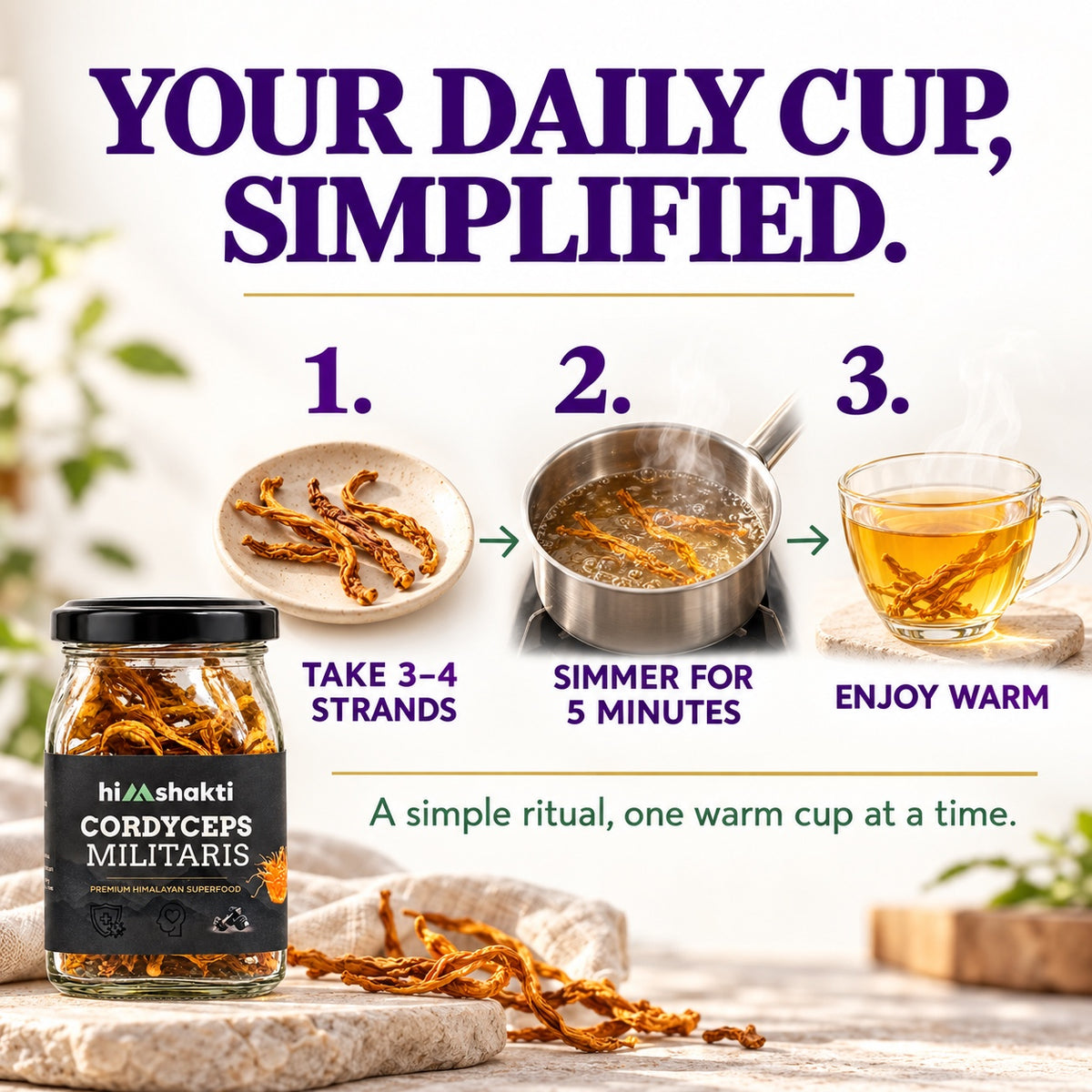 How to prepare Himshakti Cordyceps Militaris warm infusion