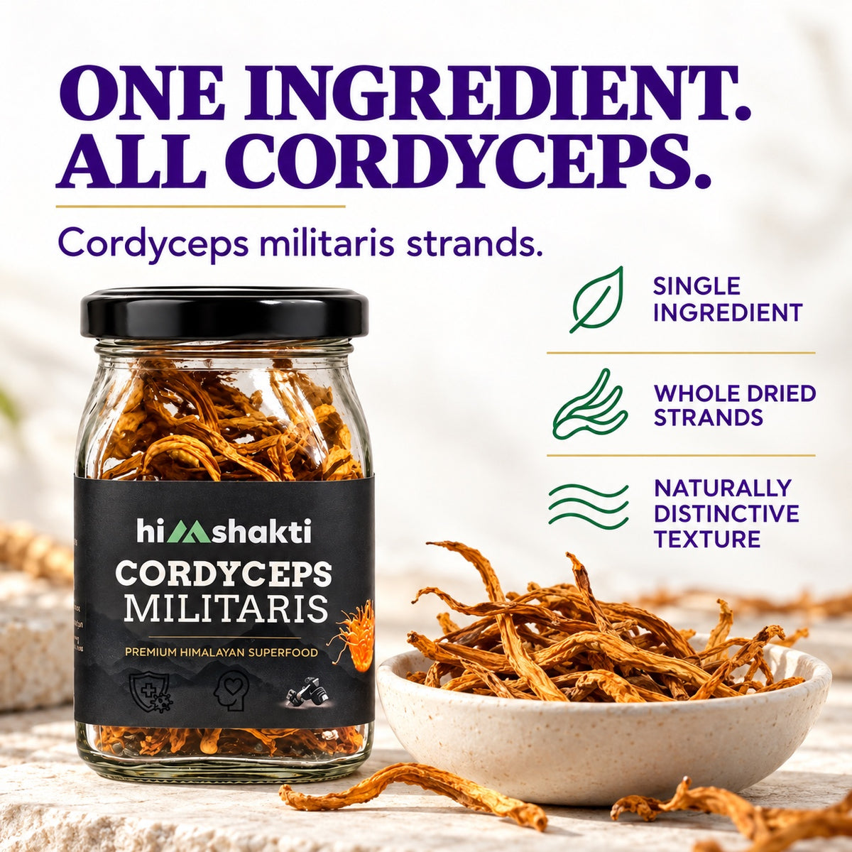 Cordyceps Militaris whole dried strands single ingredient
